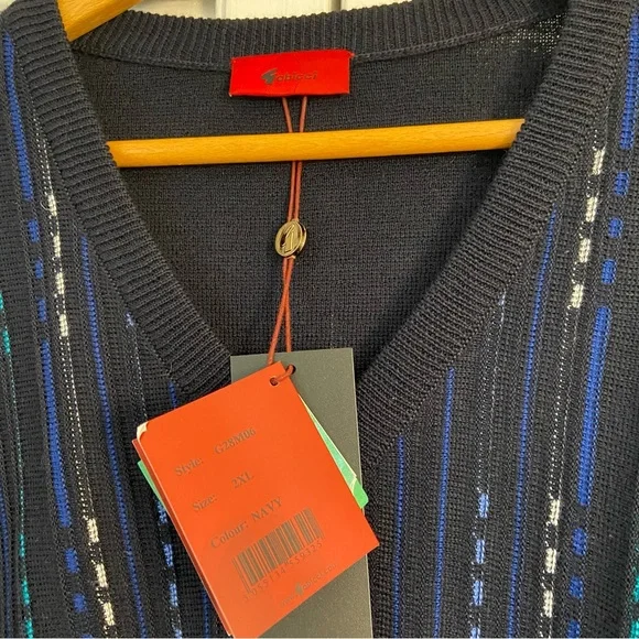 {Gabicci} NWT Vintage Blue Wool Blend V-Neck Pullover Sweater - XXL - Picture 8 of 9